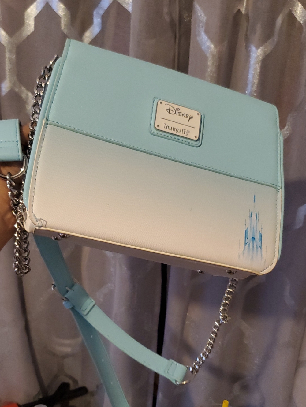Loungefly Light Blue and White Disney Elsa Crossbody Purse